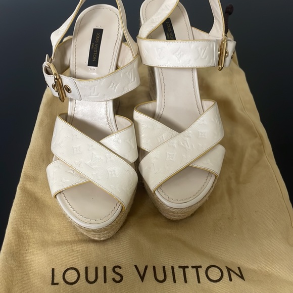 Designer, Louis Vuitton, white wedges never worn - Picture 3 of 4